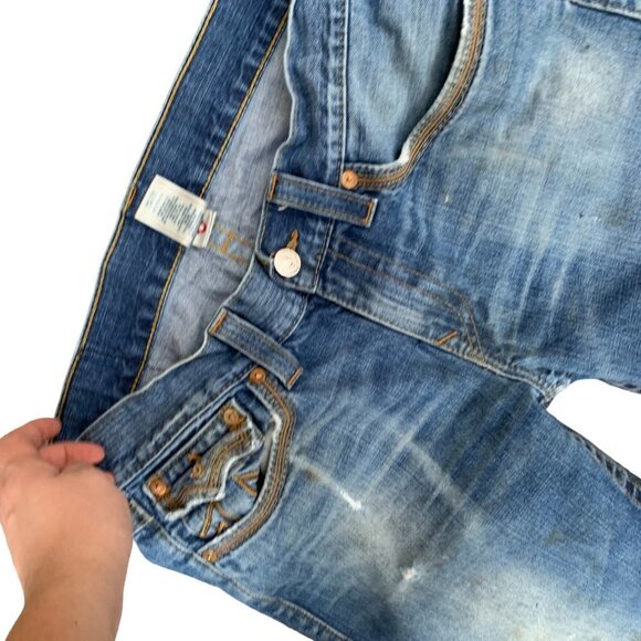 VINTAGE True Religion Jeans Size 34 STRAIGHT Blue - Picture 3 of 10